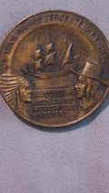 Whitehead and Hoag Vintage Bronze Pinback button circa 1914 for huge 300th anniversary of the Dutch colonizing and doing business as Long Island.